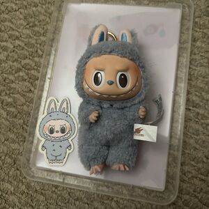 Fuzzy Blue Monster Keychain